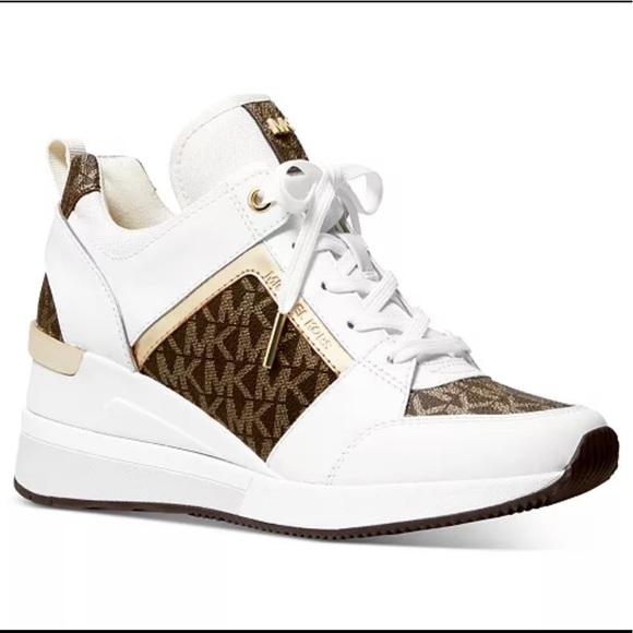 MICHAEL Michael Kors Shoes - Michael KORS Womens optic white metallic leather Georgie Trainer sneaker size 6